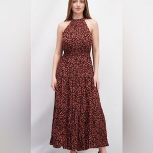 Lost + Wander Halter Style Tiered Ditsy Print Maxi Dress